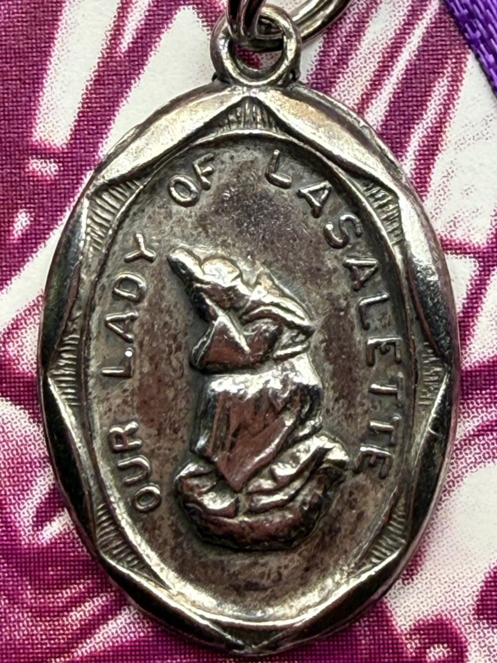 Vintage Our Lady of La Salette Religious Medal Signed Creed